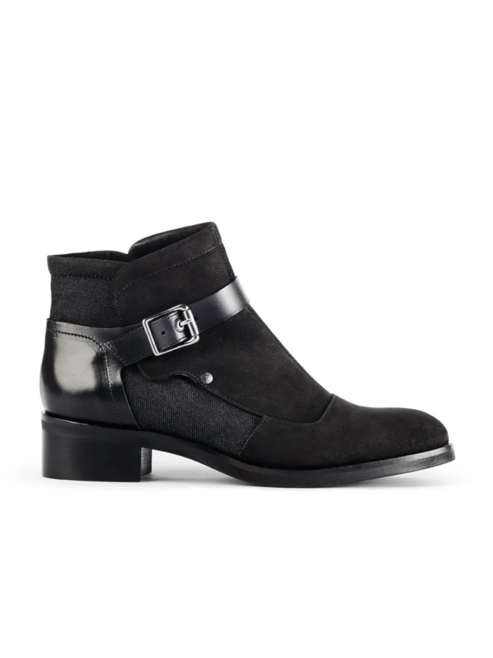 G-Star Black Suede & Leather Buckle Ankle Boots